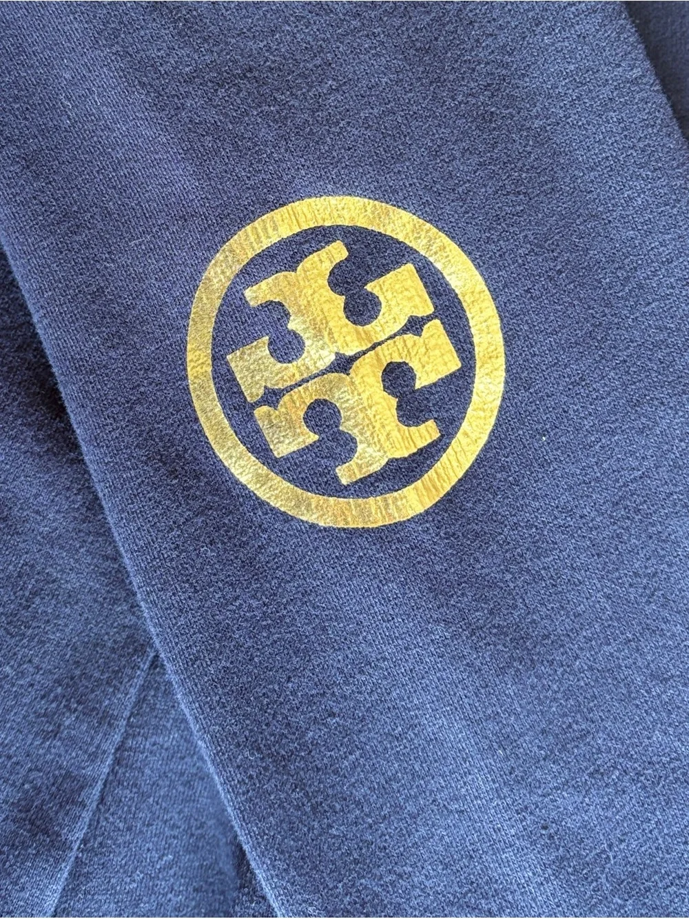 TORY BURCH Zip Up Jacket Hoodie | Navy Gold Logo | L